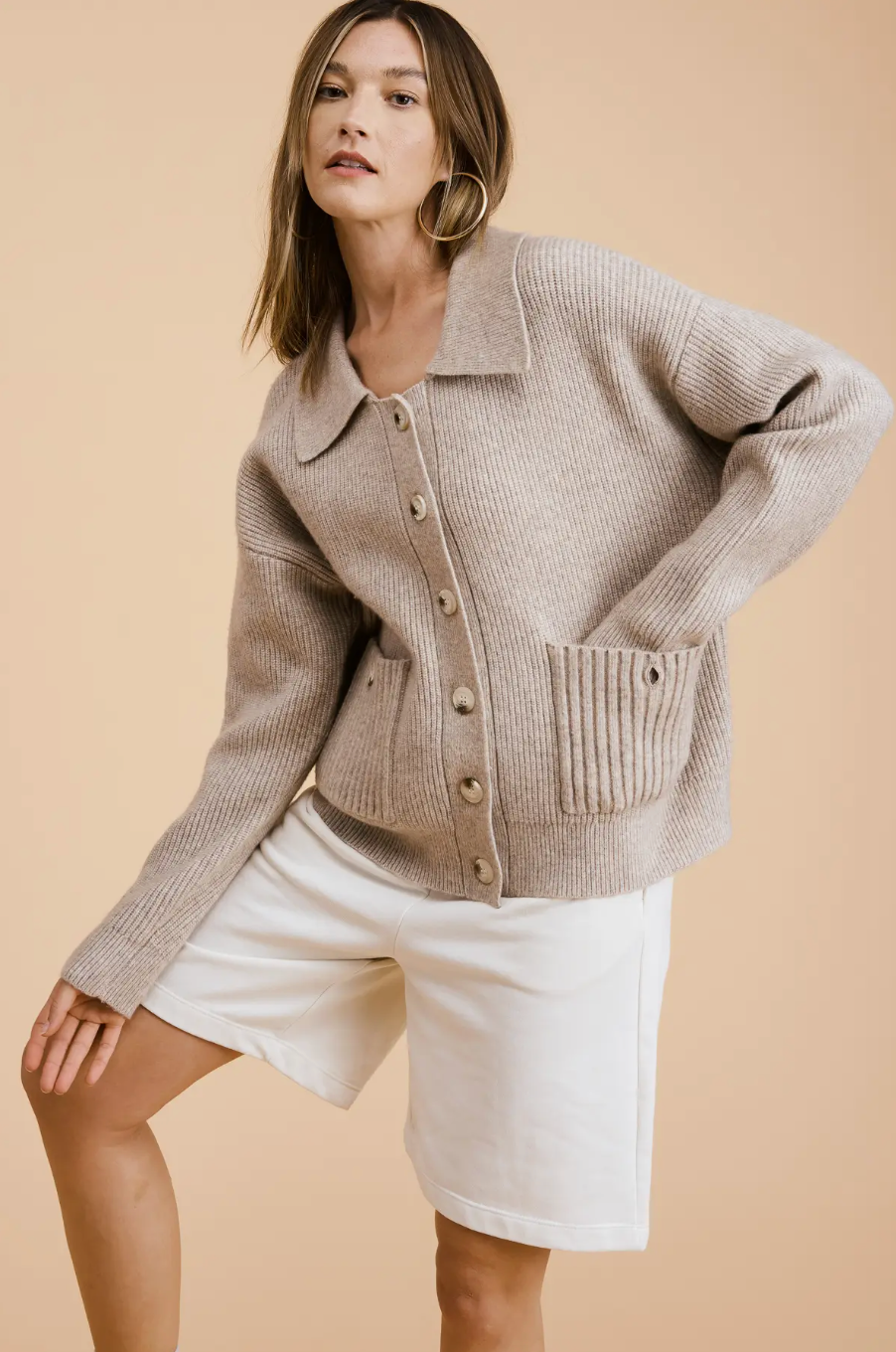 Mions Beige Sweater Cardigan